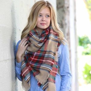 Wool Tartan Plaid Shawl Wrap Scarf